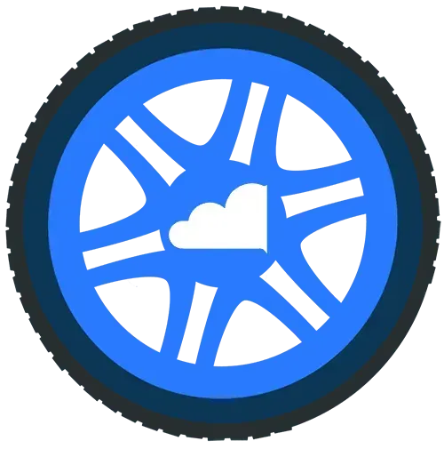 A blue wheel with a white heart in the center