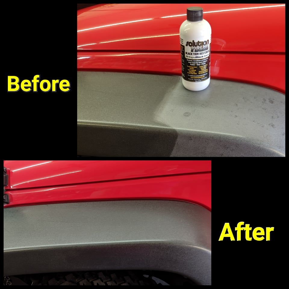 A bottle of mineral paint sits on a red car