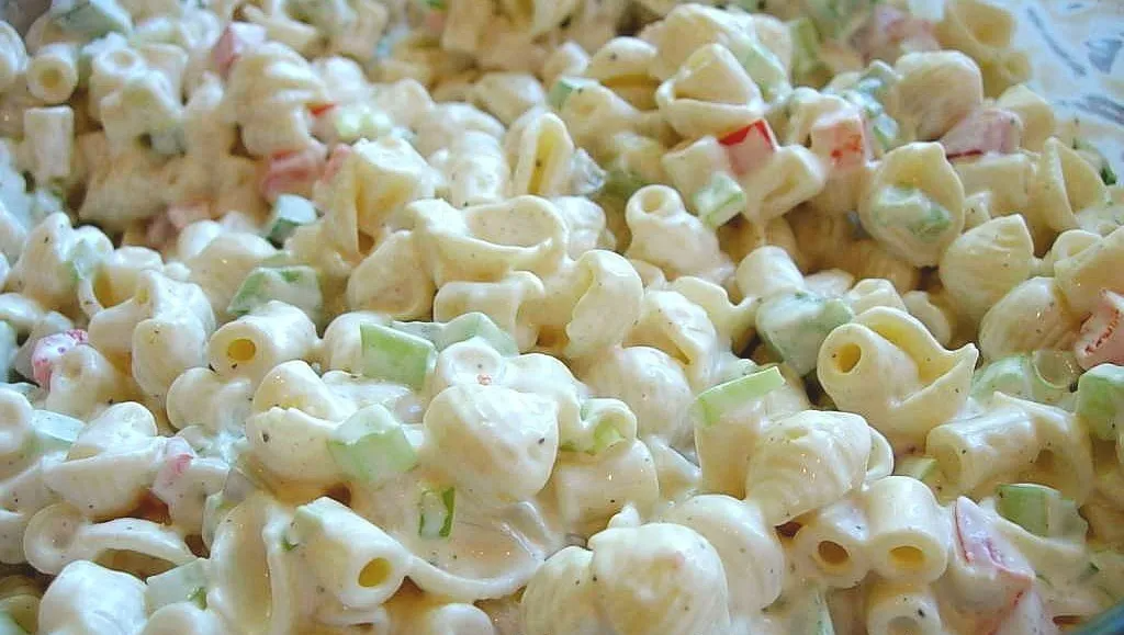 Southern Pasta Salad made with creamy dressing, recipe at Bay Favors Food Blog