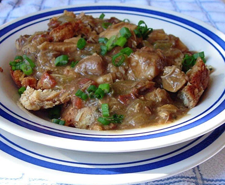 Turkey gumbo using browned flour roux, recipe at Bay Favors Food Blog