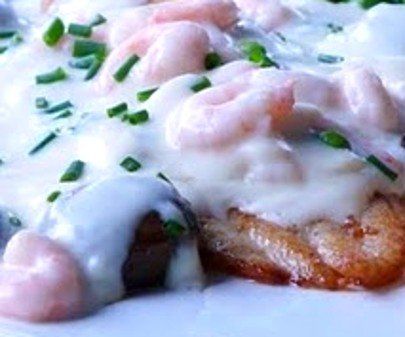 Pan broiled fish fillets with creamy shrimp sauce makes for one fine meal folks.