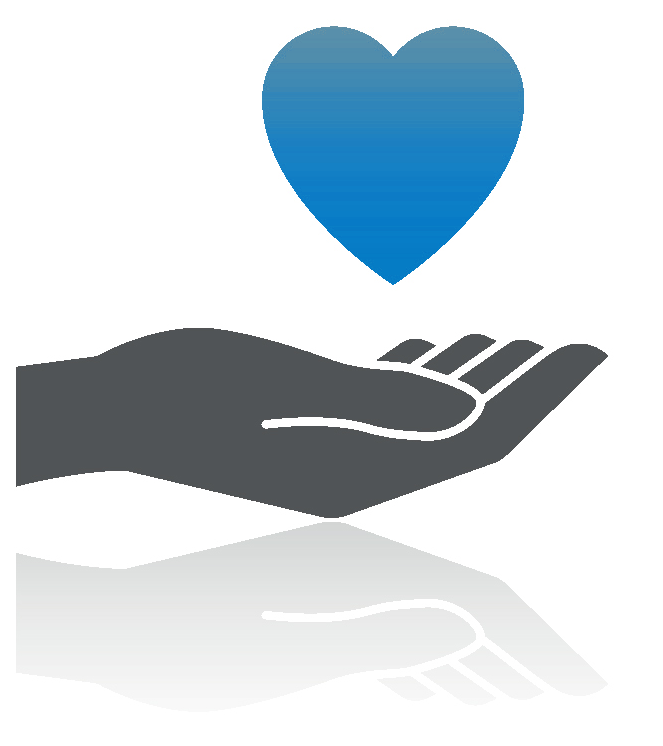 Heart in hand icon