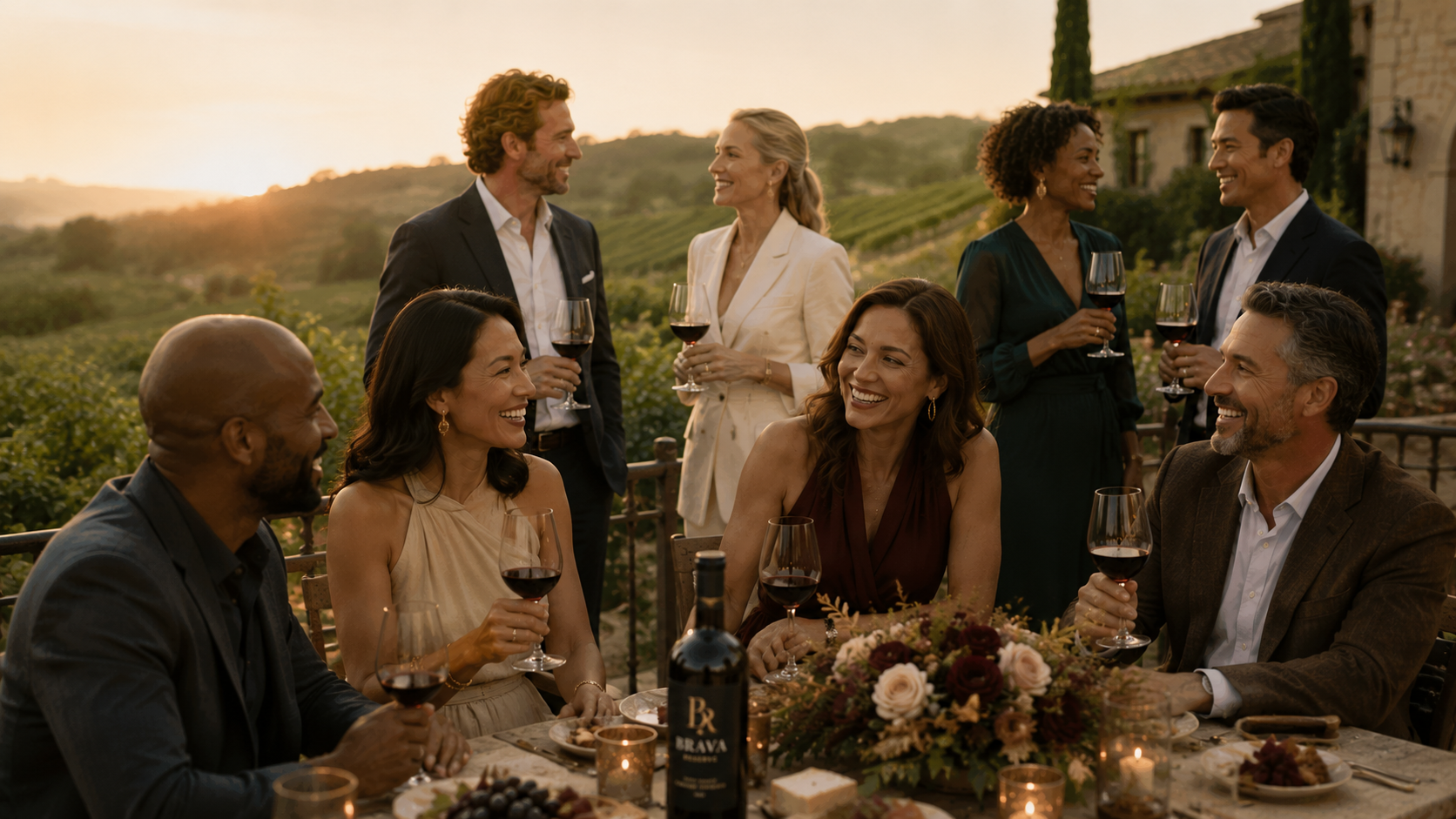 A man is smelling a glass of wine.