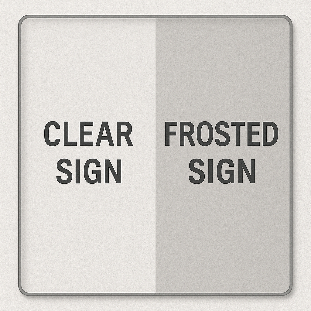 Clear and frosted signs Charlotte NC