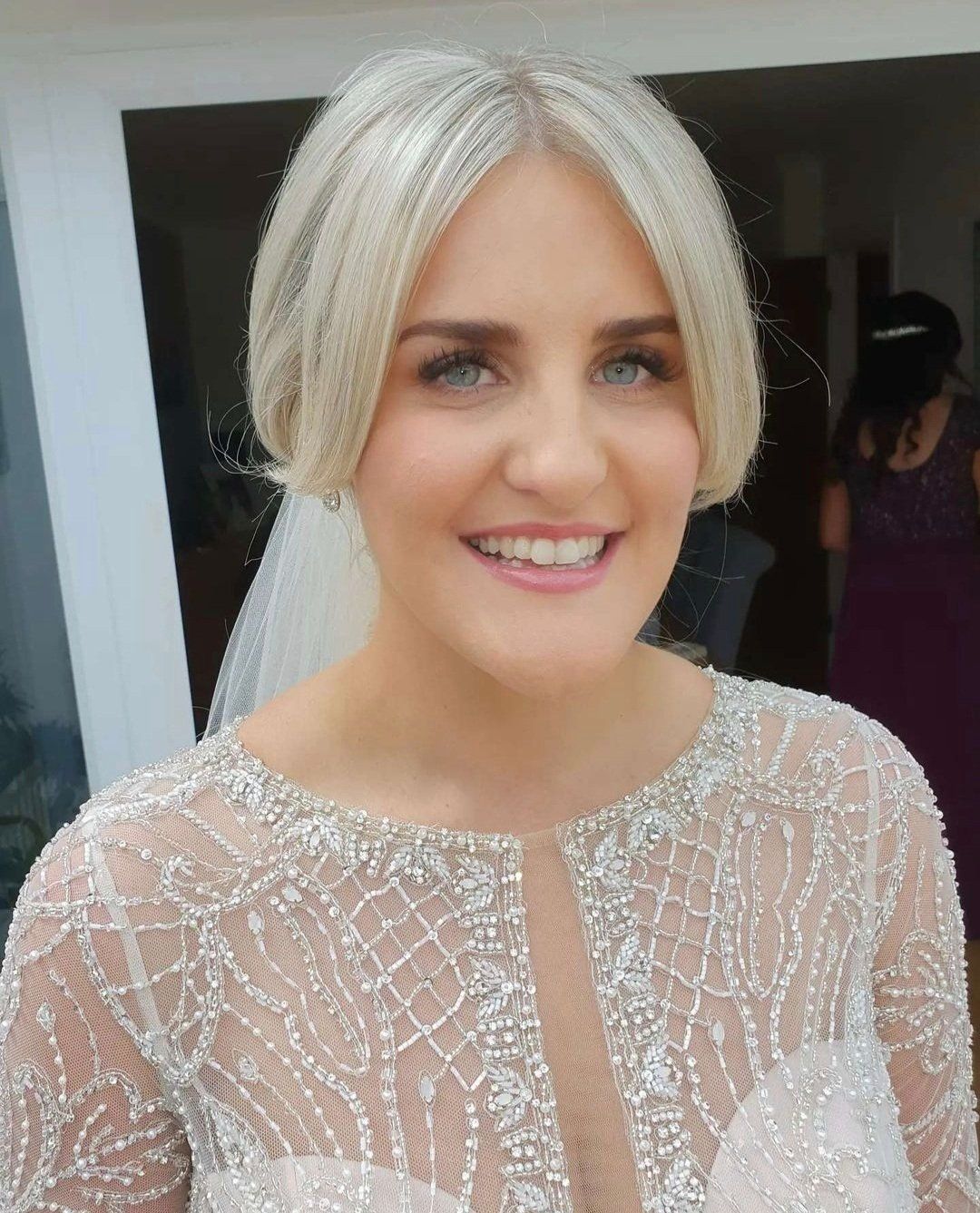 Blonde woman smiling