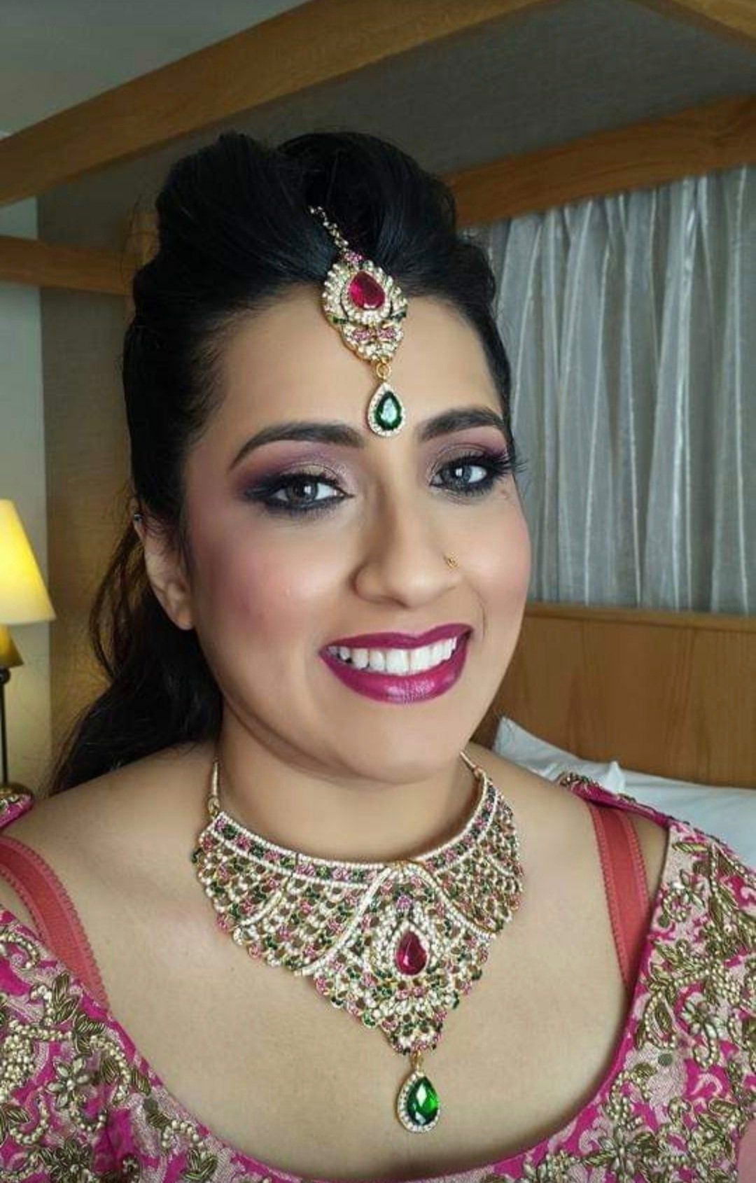 Bride smiling at camera