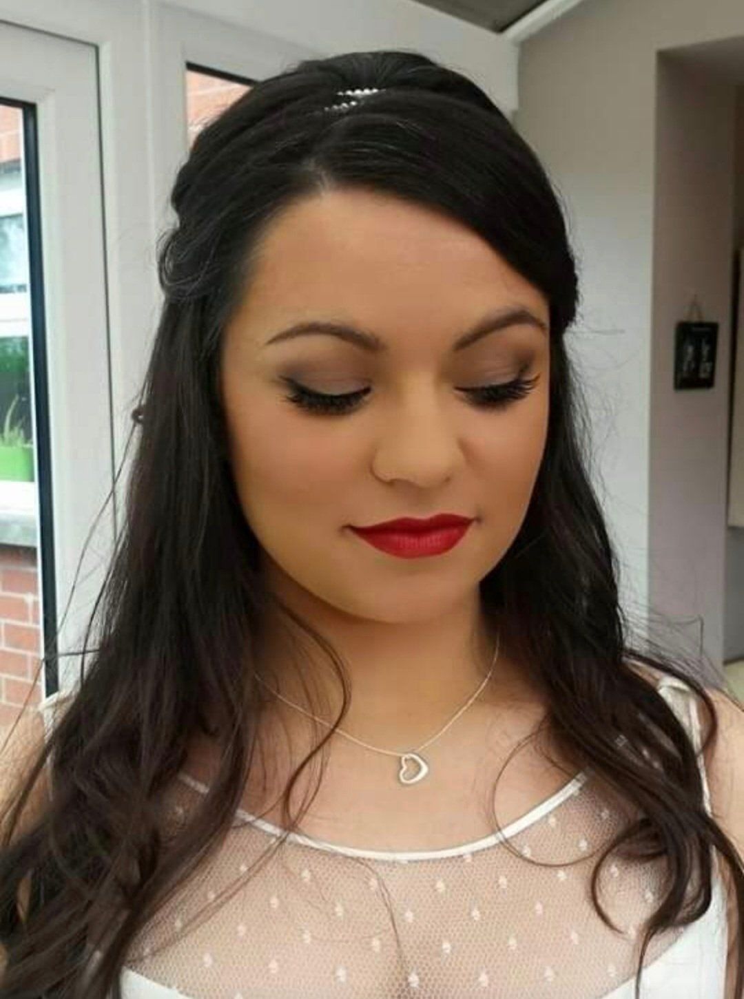 Bride smiling at camera