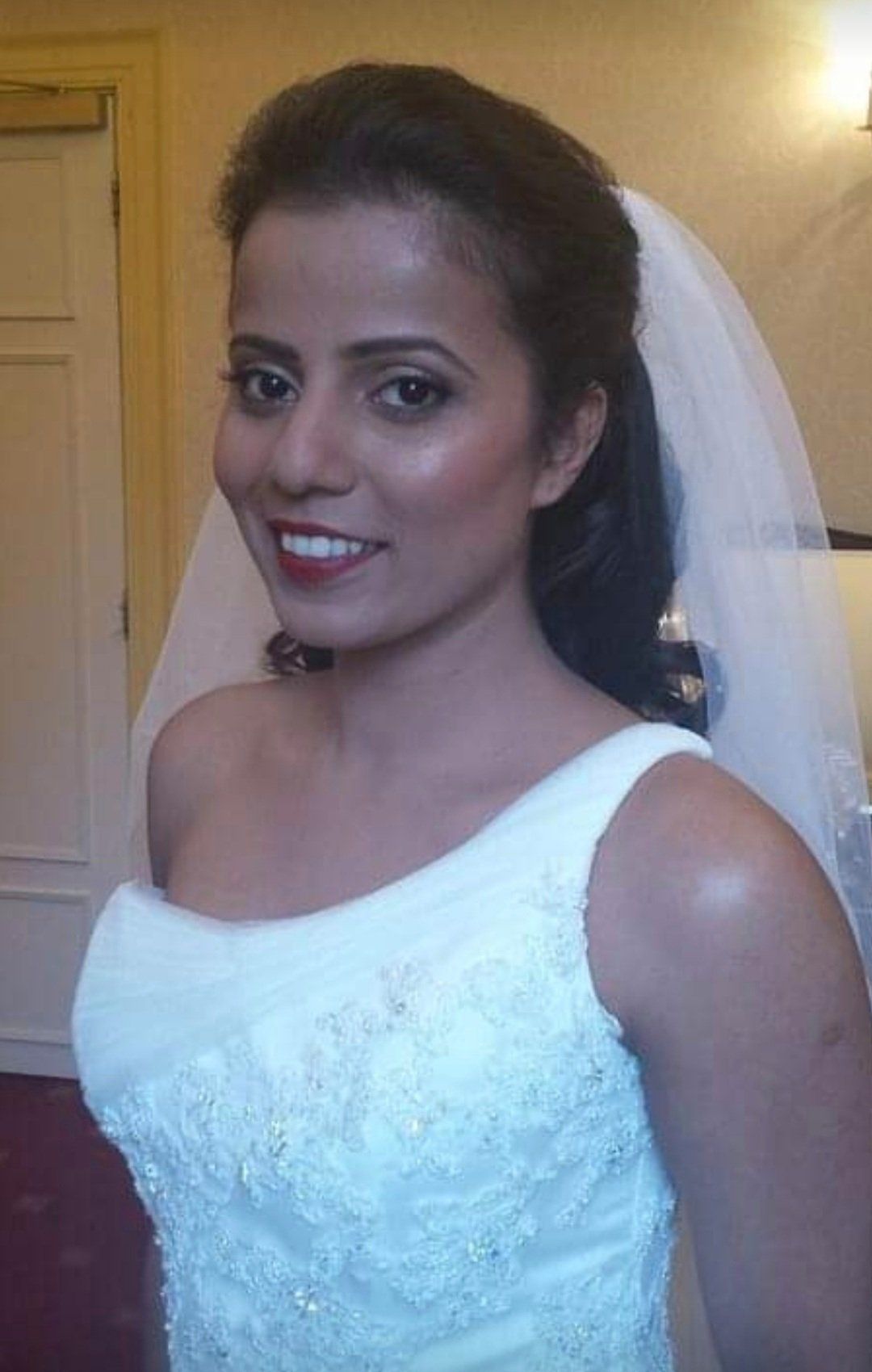 Bride smiling