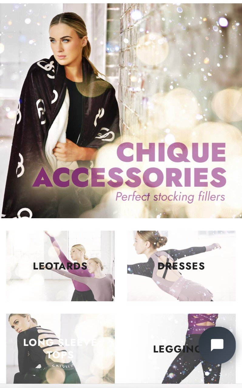 Chique Accessories ad with posing woman looking away from camera