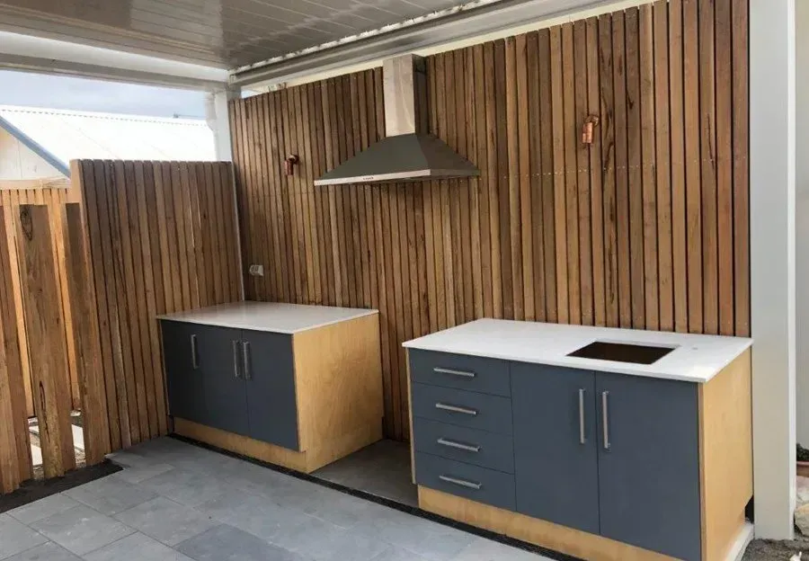 Plain Grey Cabinet And White Countertop — Wollongong, NSW — Superior Stone