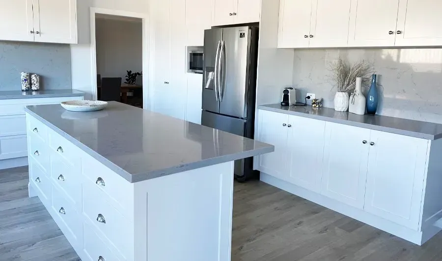 Plain Colors Kitchen Cabinets With Marble Top — Wollongong, NSW — Superior Stone