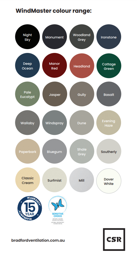 WindMaster Colour Range — Whirly Bird King in Buderim, QLD