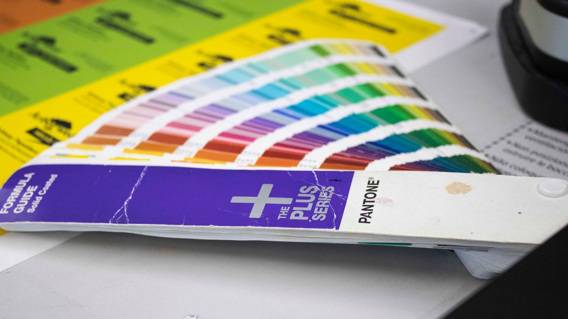 Laid out Pantone swatch book.