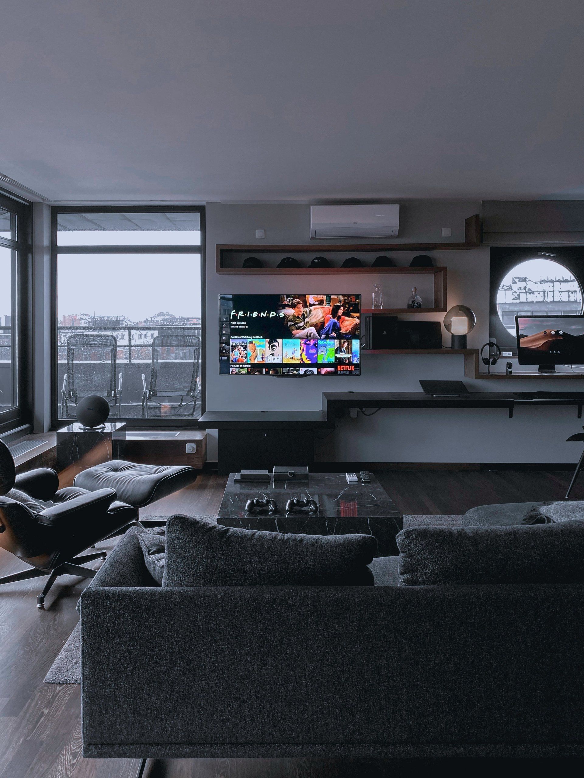 home theater installed in living room in a residential home in Seattle Washington