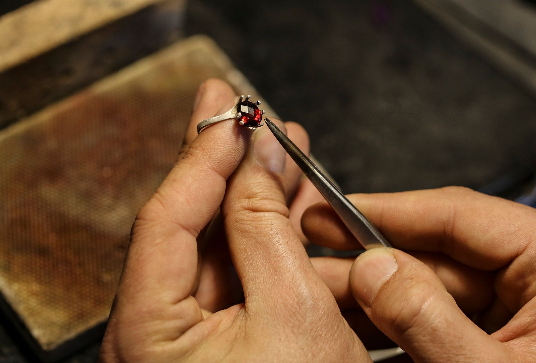 Repairing a ring with a red stone | Toowoomba, QLD | Aztec Jewellers & Valuation Services