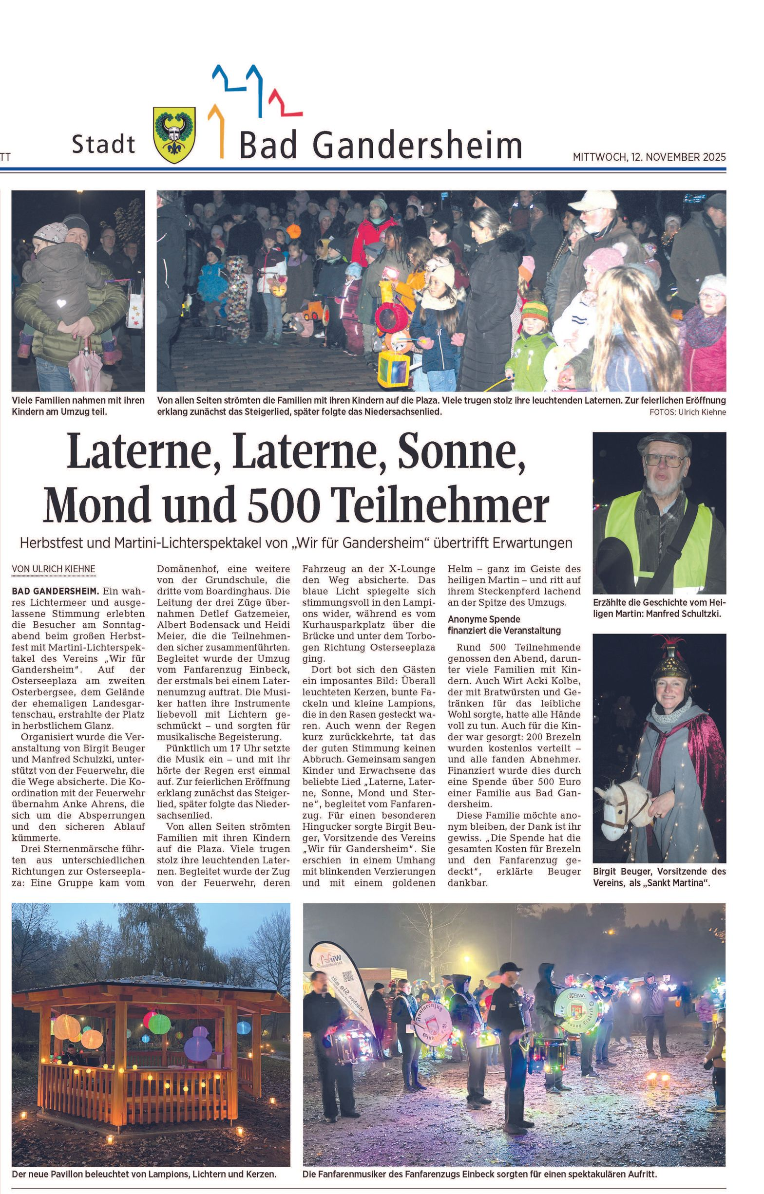 Laternenumzug in Bad Gandersheim: Menschen mit Laternen, nächtliche Szenerie.