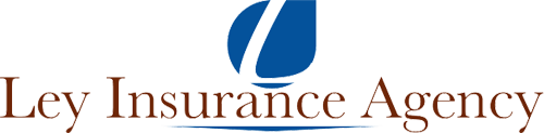The logo for Ley Insurance Agency, featuring a blue stylized 