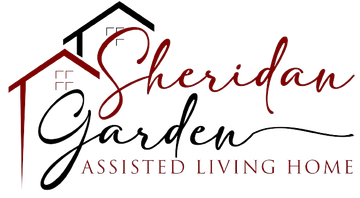 A logo for a company called Sheridan Garden Assisted Living Home