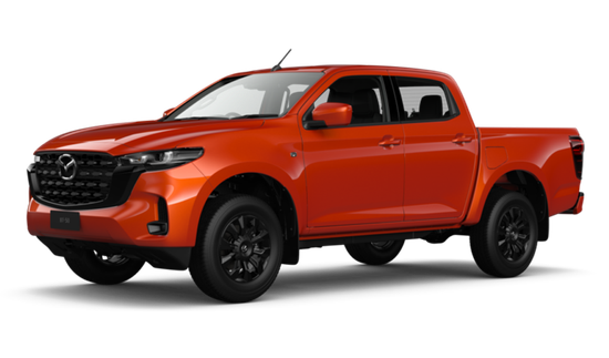 A silver mazda bt50 pickup truck is shown on a white background.