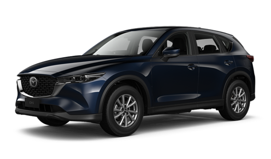 A blue mazda cx-5 is shown on a white background.