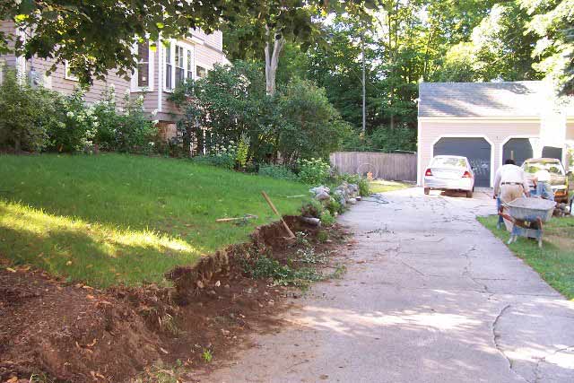 Stone Wall Before - Landscaping Services in Sudbury, MA