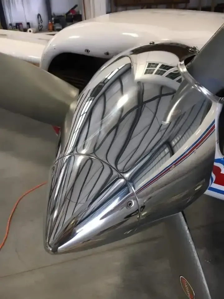 A close up of the nose of an airplane