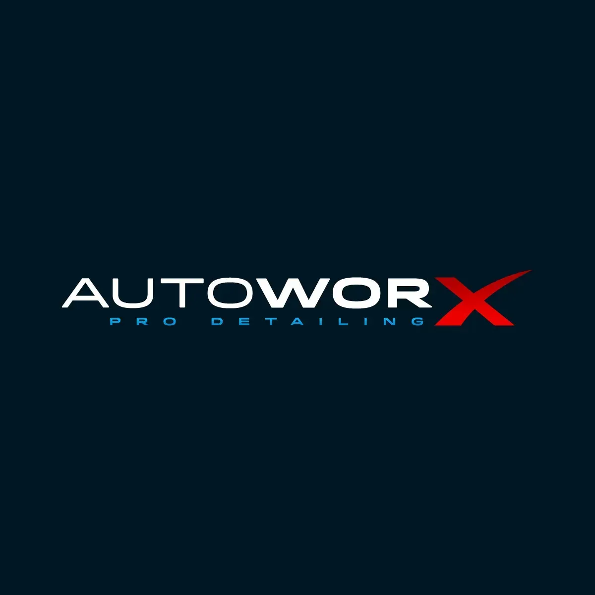 A logo for autoworx pro detailing on a dark blue background