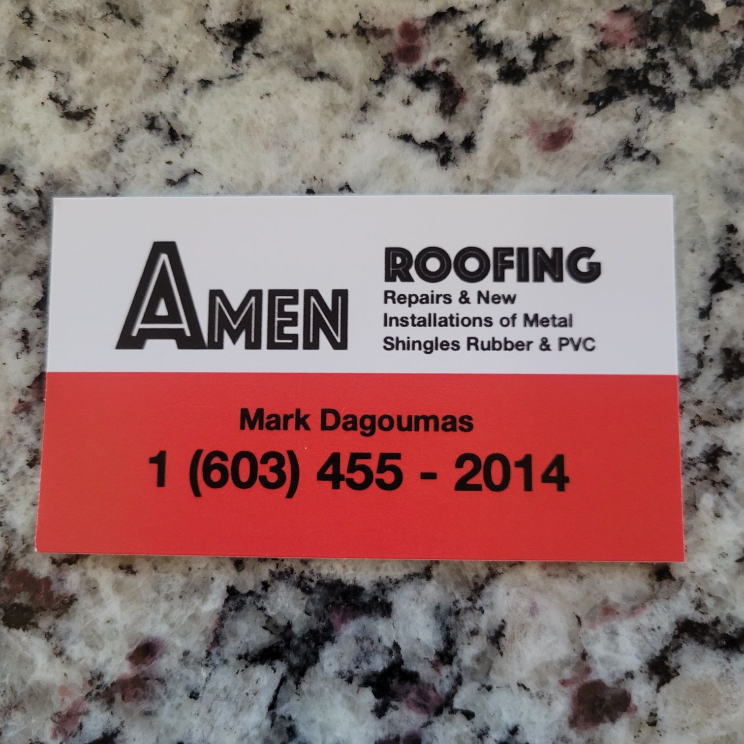 Amen roofing card