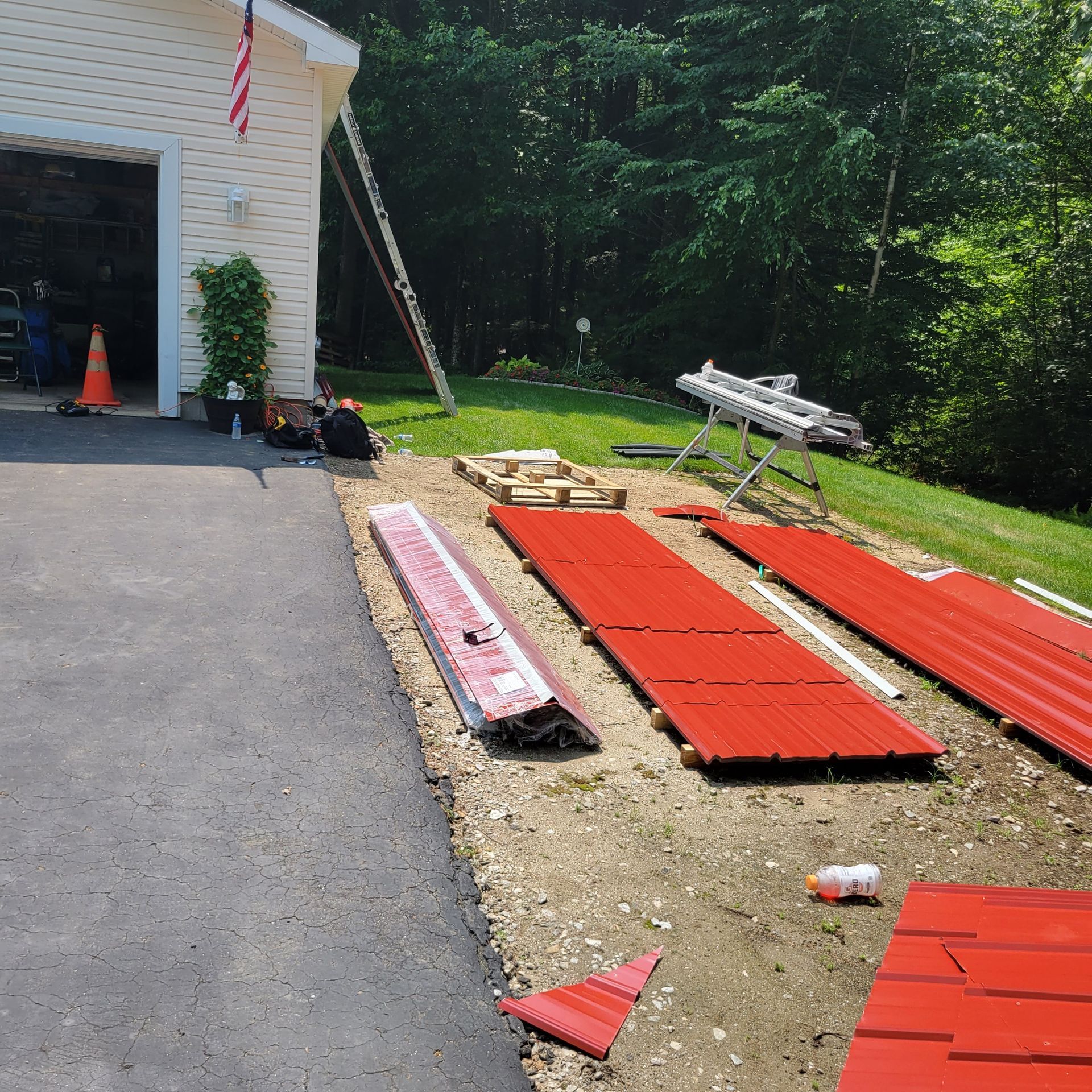 metal roofing on ground