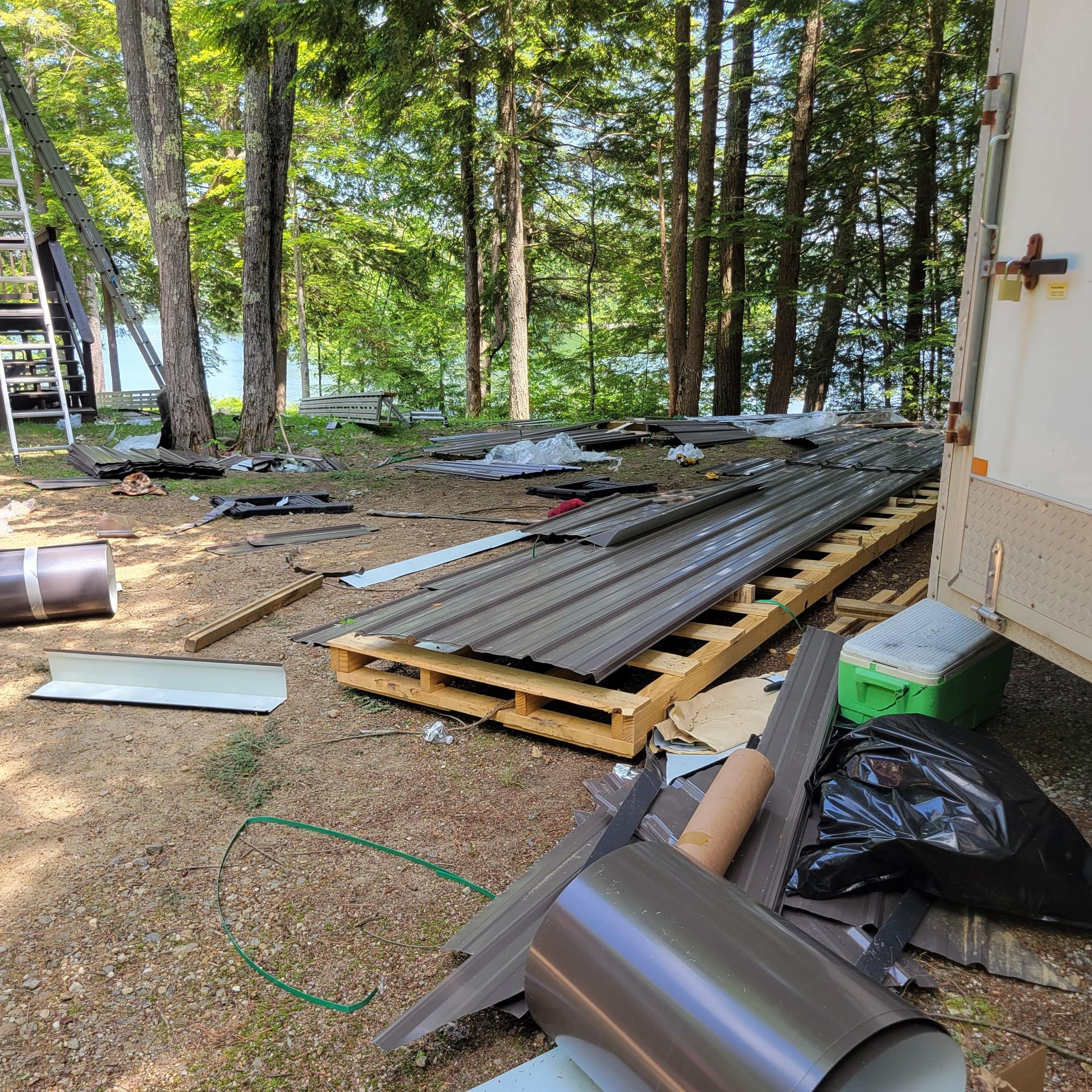 metal roofing on ground