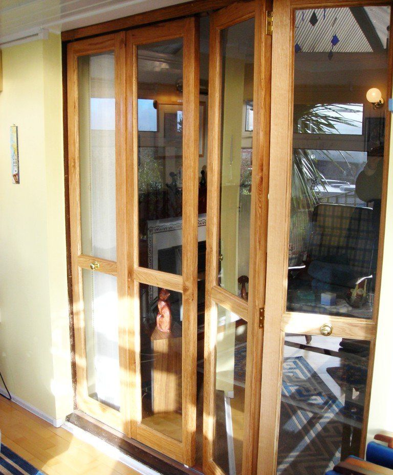 glass and wood doors