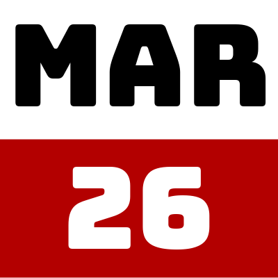 MAR 26th date icon fo  trivia with jon at the point in prescott, az