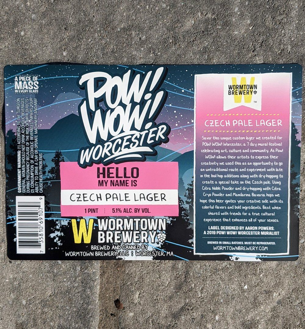 Wormtown's Pow Wow Lager label