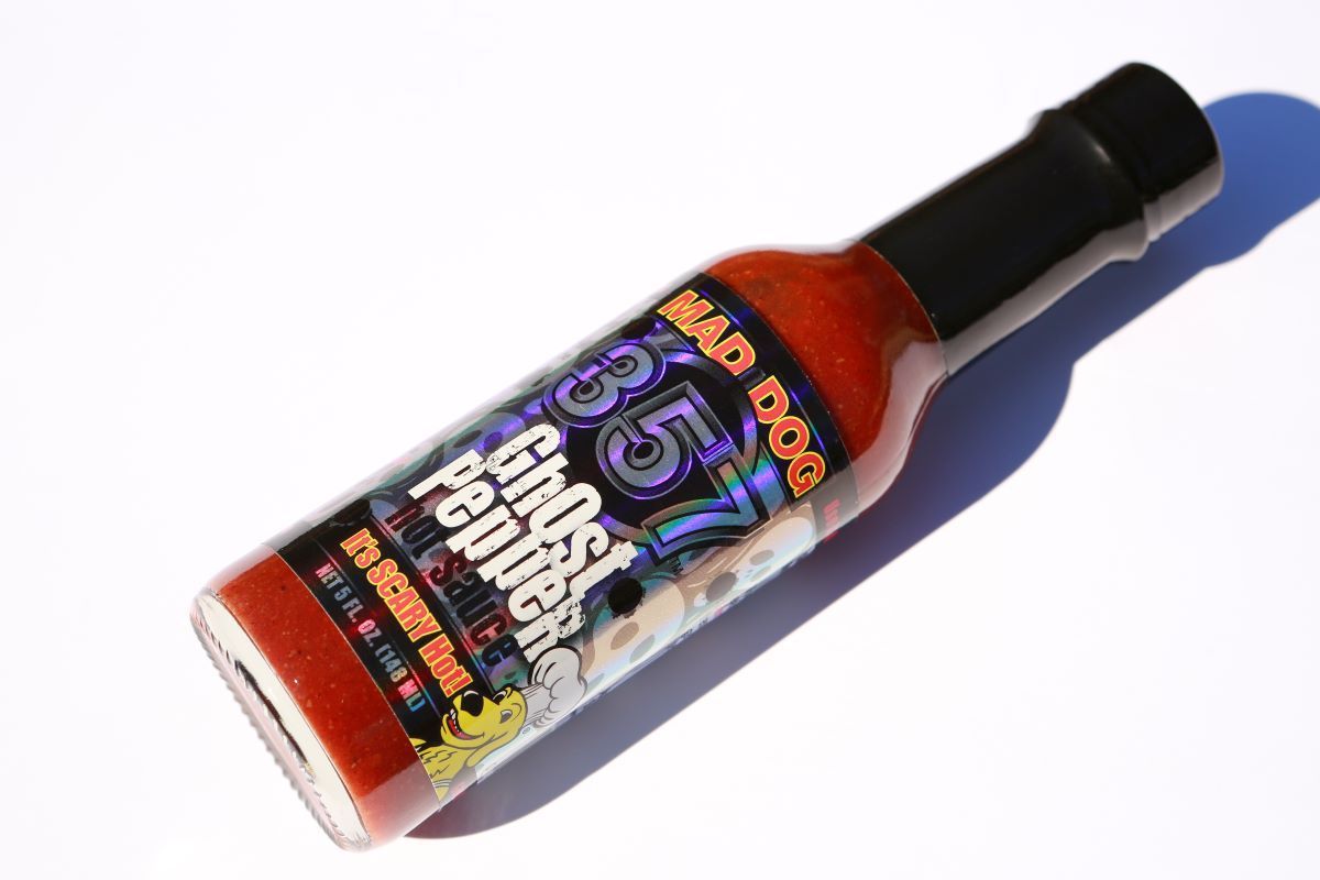 Mad Dog hot sauce bottle
