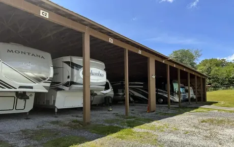 Covered RV storage spaces near Douglas Lake at Deep Springs RV & Boat Storage
