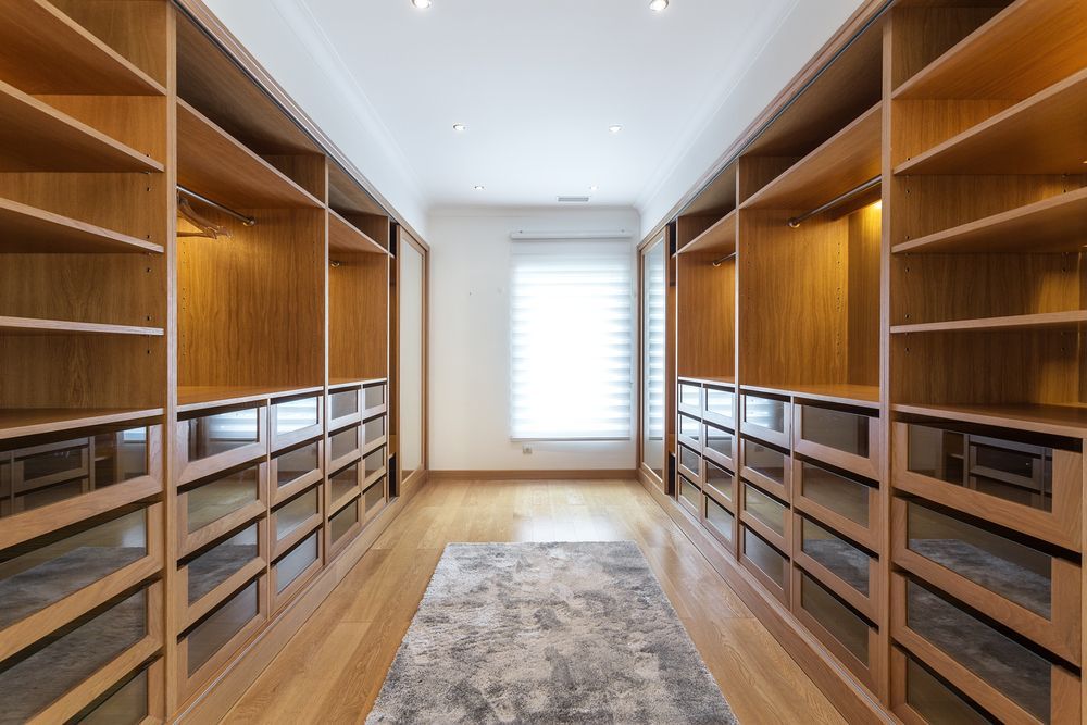 Wooden Walk-in Closet With Shelves — Totally Building and Maintenance in Kincumber, NSW