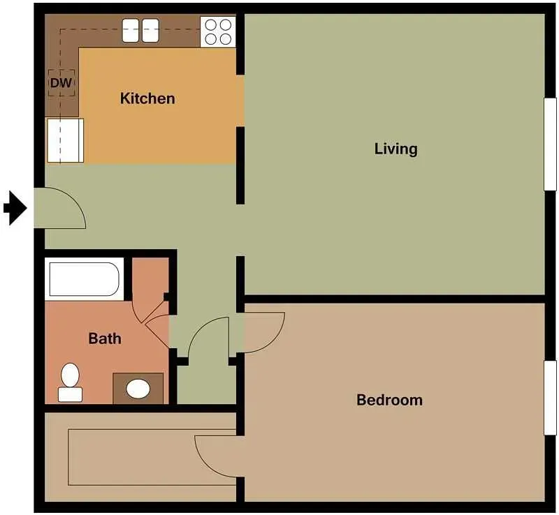 1 Bedroom floor plan