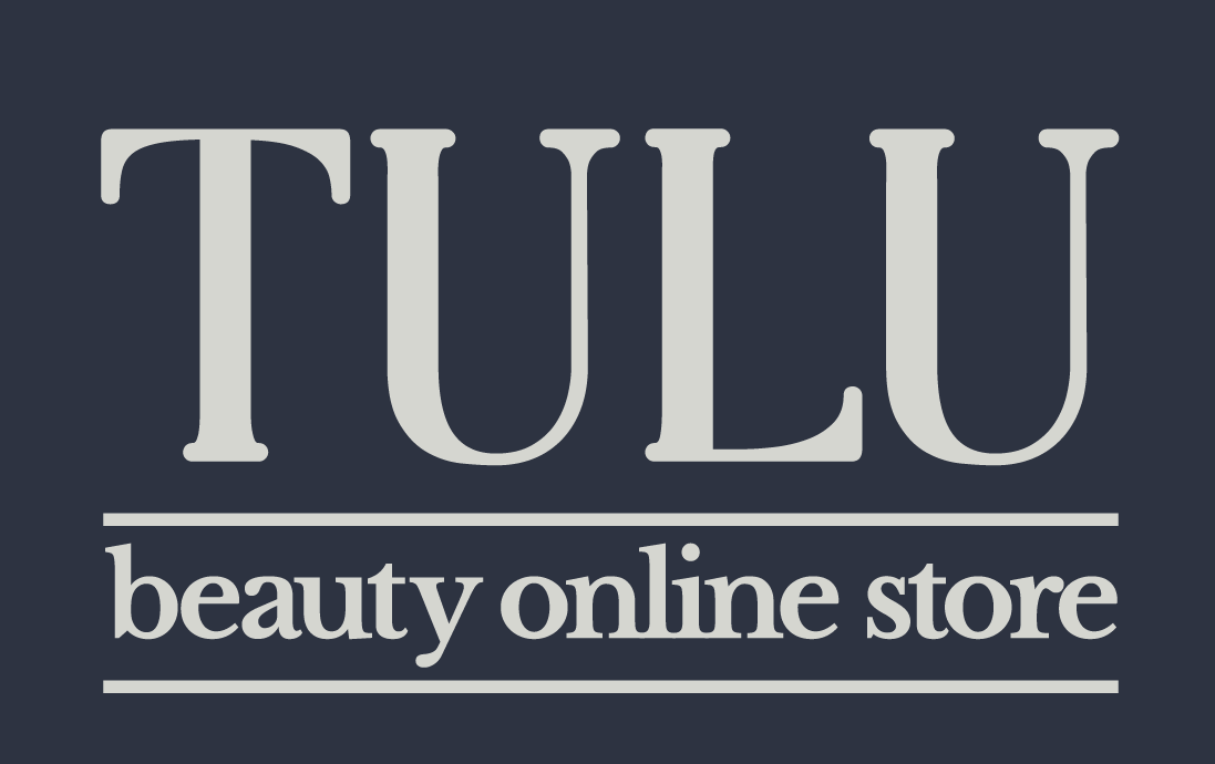 Un logotipo para una tienda de belleza en línea llamada Tulu.