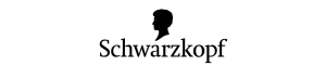 Un logotipo en blanco y negro para Schwarzkopf con la silueta de la cabeza de un hombre.