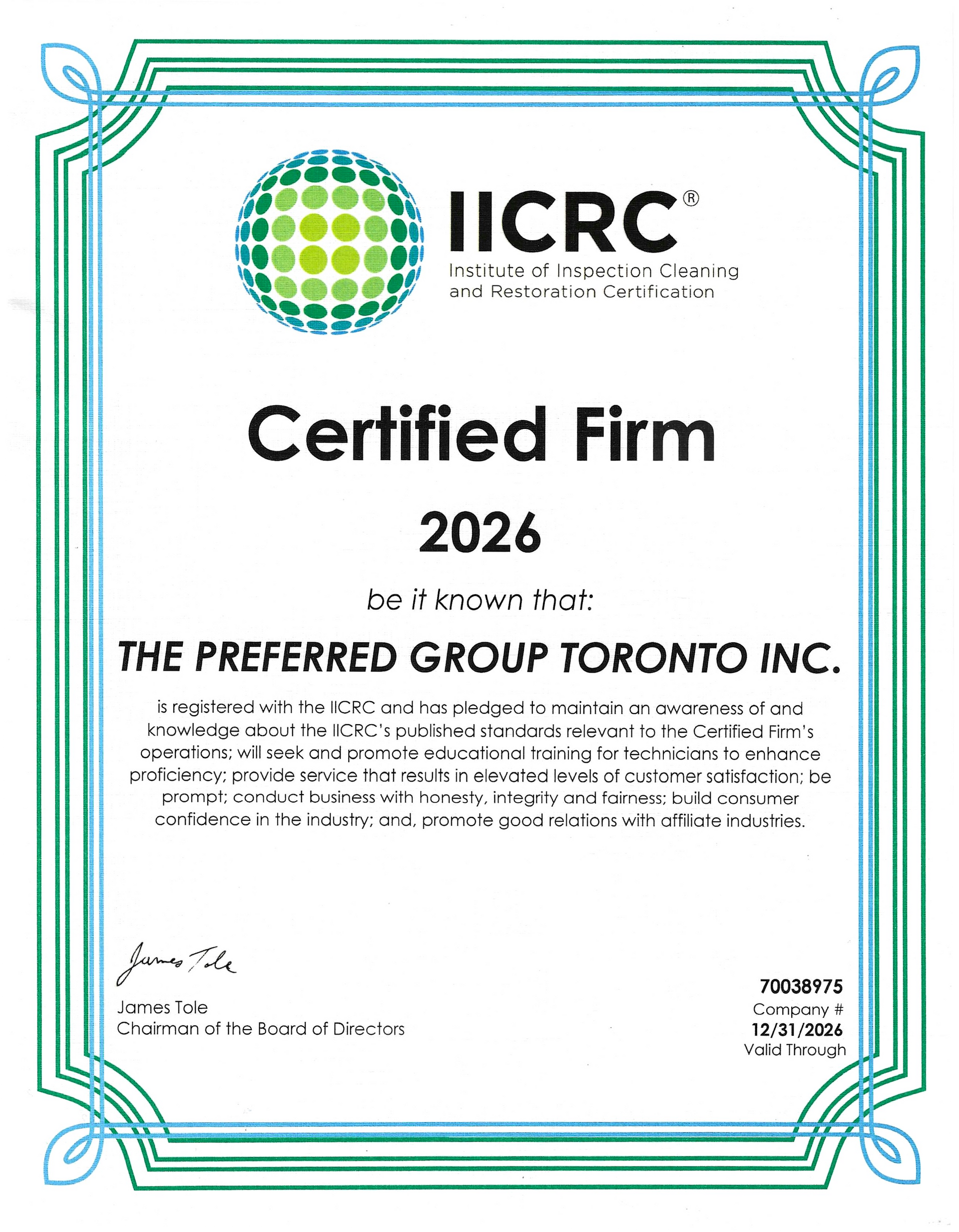 2024 IICRC Certified Firm Document