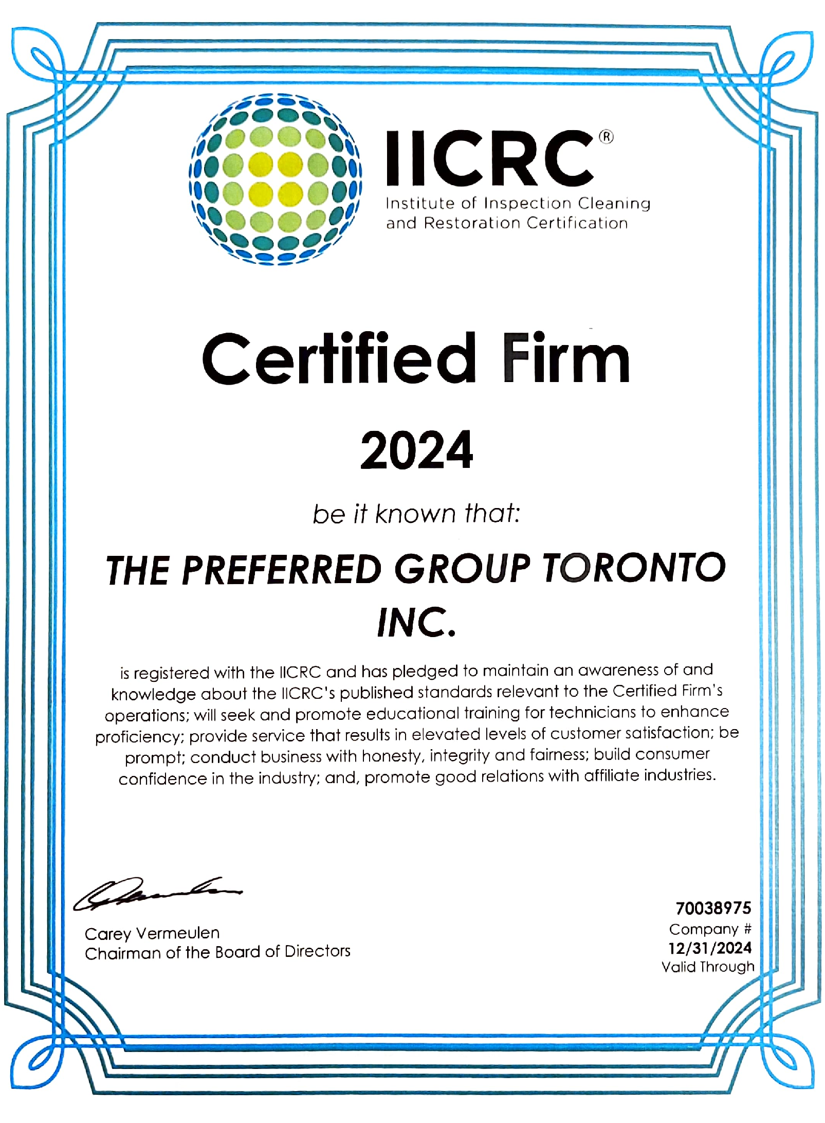 2024 IICRC Certified Firm Document