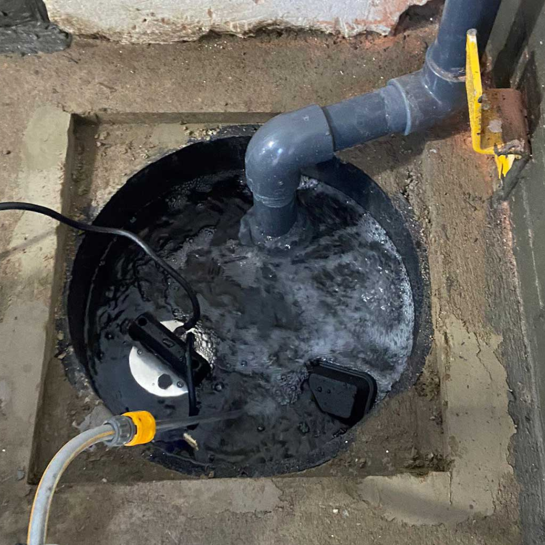 Image of a backed-up sump pump.
