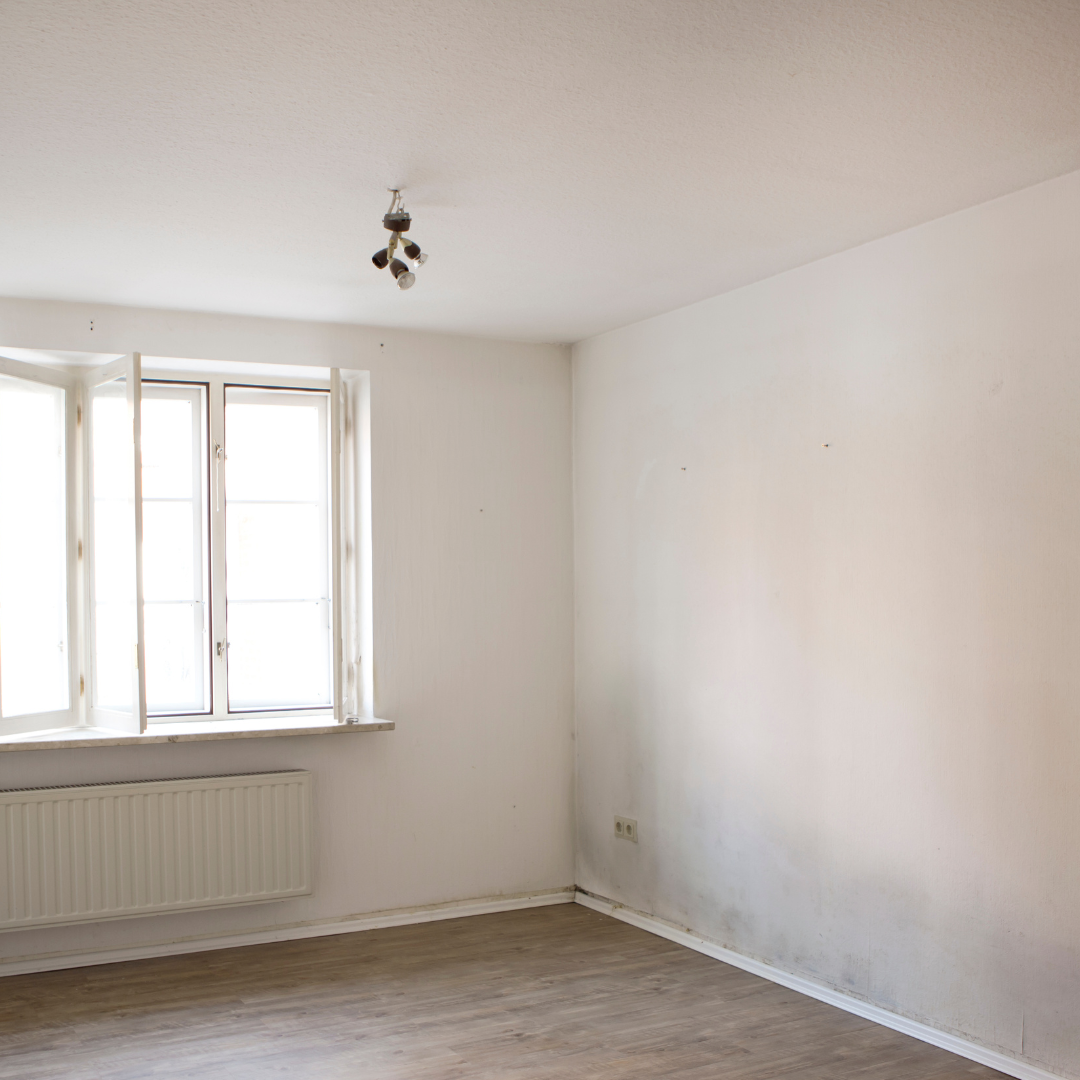 Image of a room white room with light amounts of mold all over the wall.