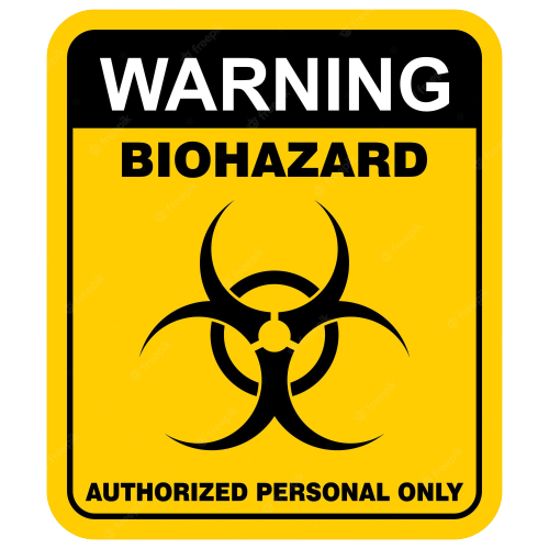 Warning, biohazard authorized personnel only sign.