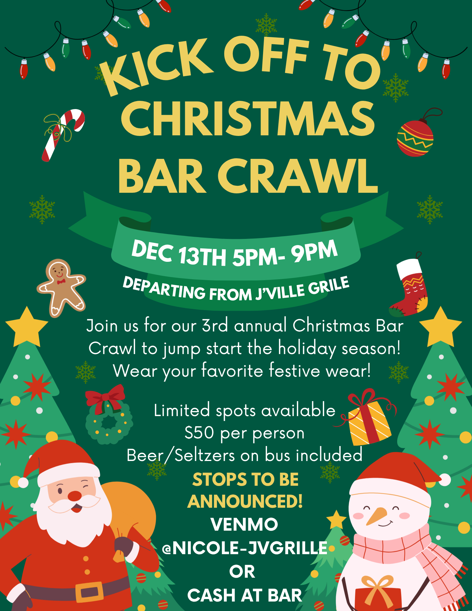J'ville Grille christmas bar crawl
