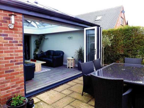 Horsford Orangary with Bi-Fold Doors open