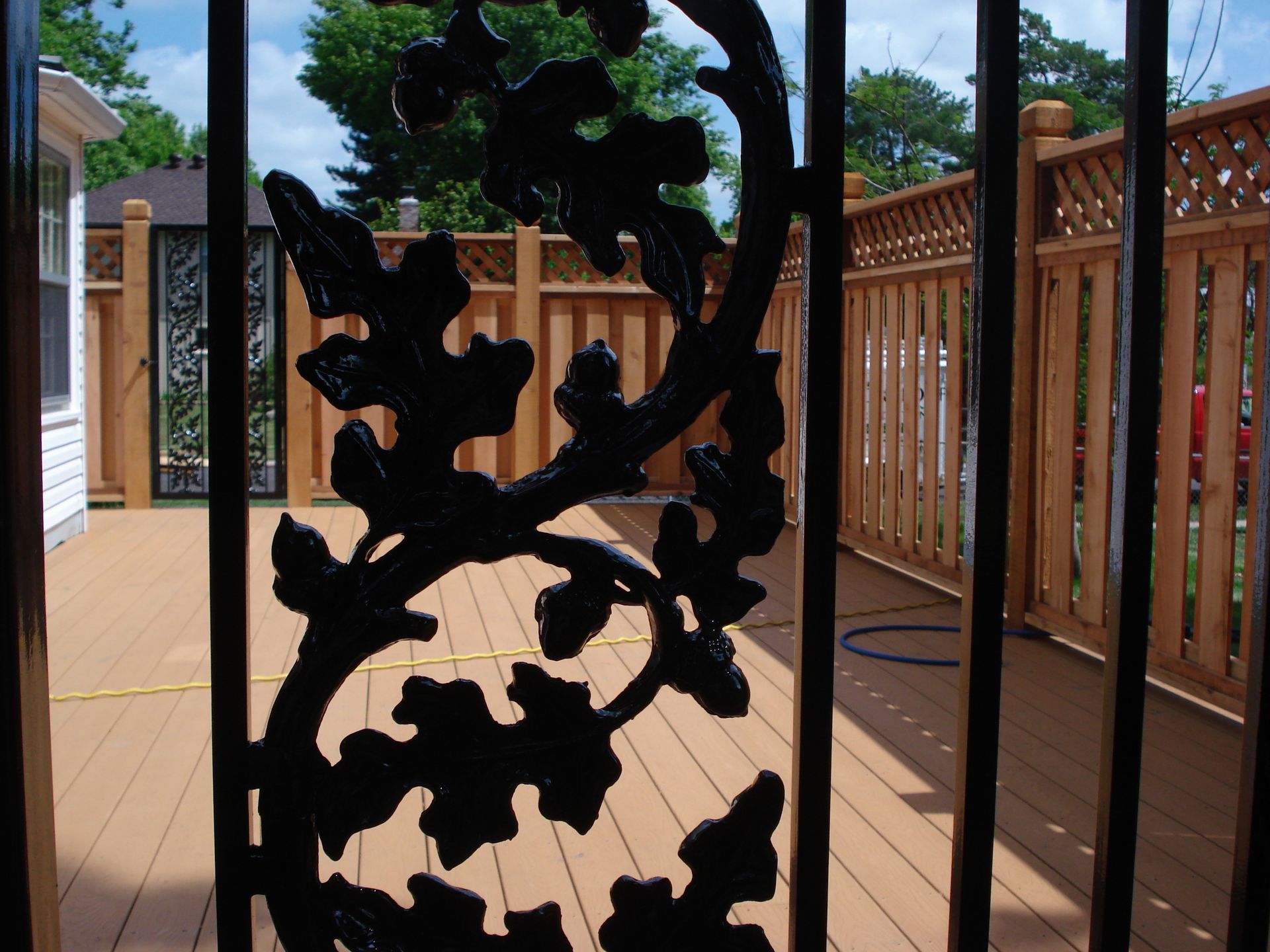 A fence with a floral design on it