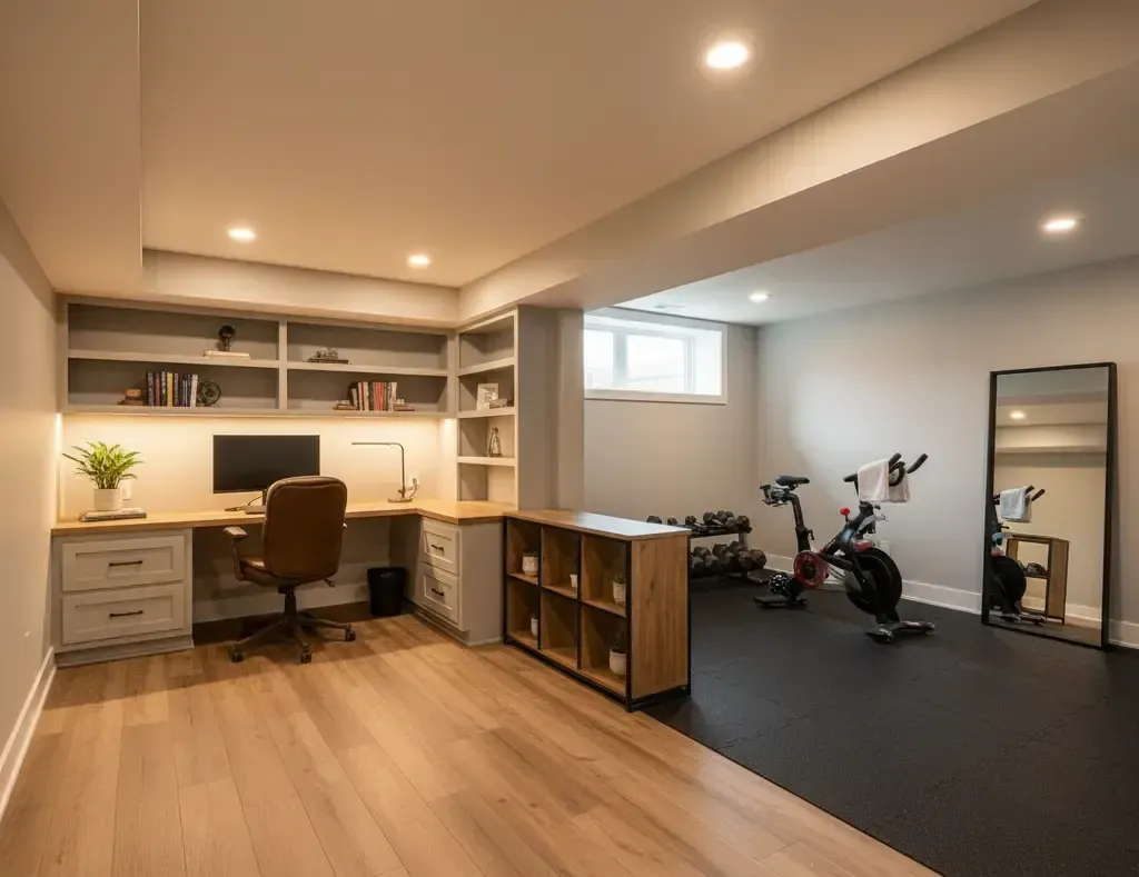 Electrician in blue coveralls installing wiring in an electrical panel with a power drill.
