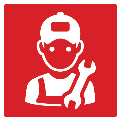 Square icon with mechanic and wrench