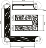 A black and white drawing of a letter l with measurements